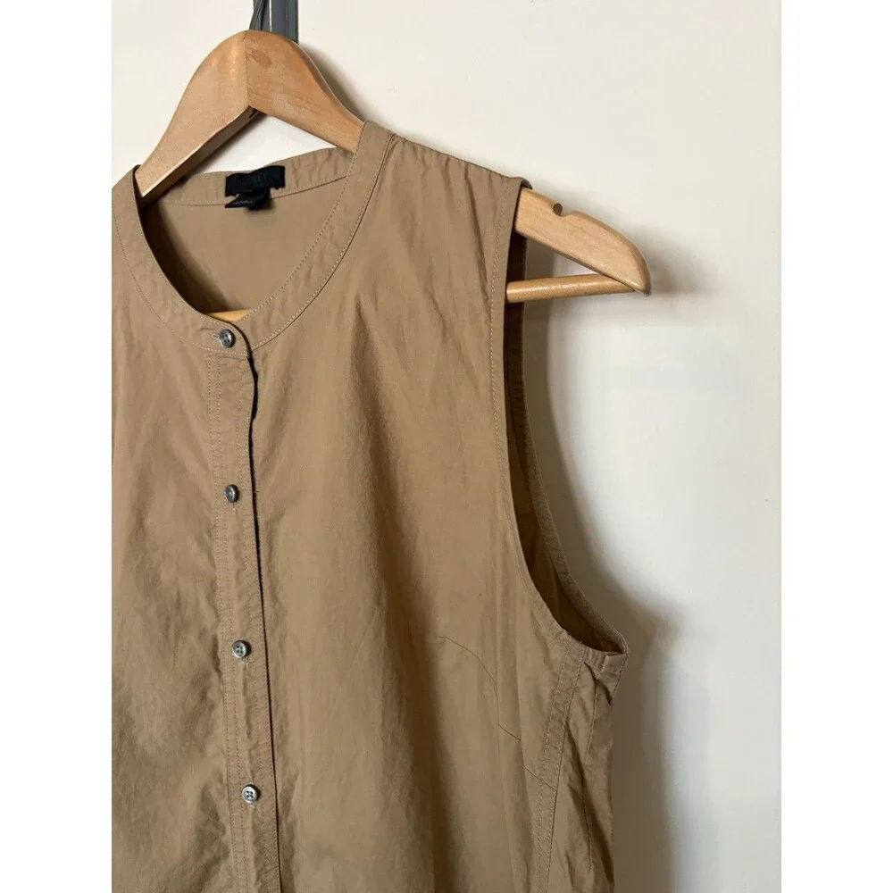 J Crew Collection Camel Button Front Sleeveless Midi Dress Size Medium